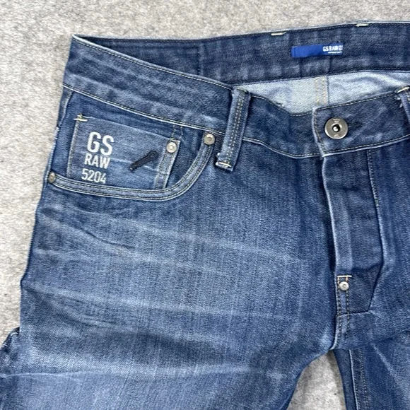 G Star Raw Jeans Mens 33x30 Blue Attacc Slim Straight Whiskering Faded $190